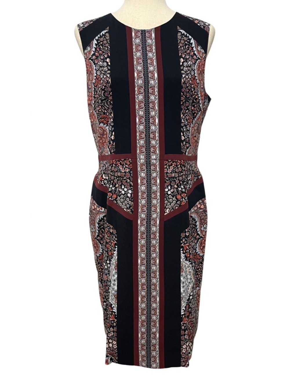 BCBGMAXAZRIA Lauren Scarf Print Sheath Dress Sz 12 Paisley Floral